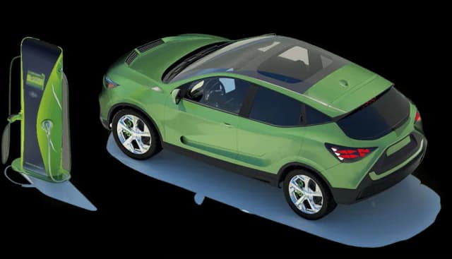 Electric Vehicle with Charging Station